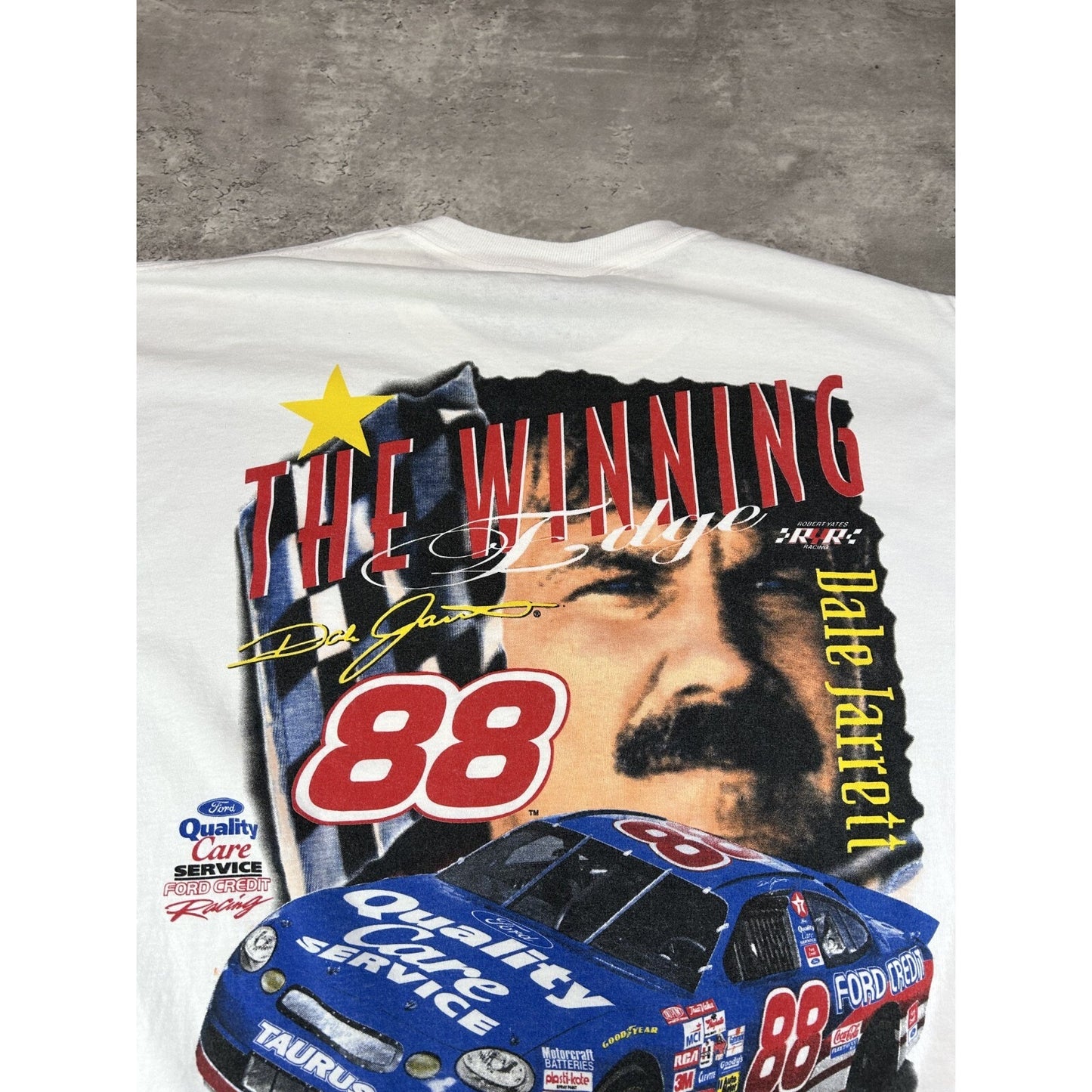 Vintage Dale Jarrett #88 Nascar The Winning Edge Graphic T-Shirt Size XL White