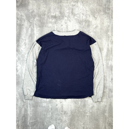 Vintage 90s Disney Micky Mouse Embroidered 1/4 Button T-Shirt Size Large