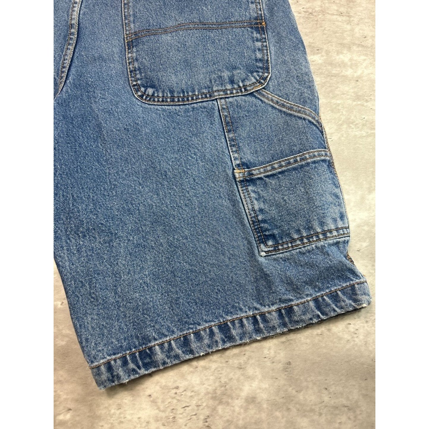 Vintage Route 66 Medium Wash Denim Workwear Carpenter Shorts Size 36 Blue