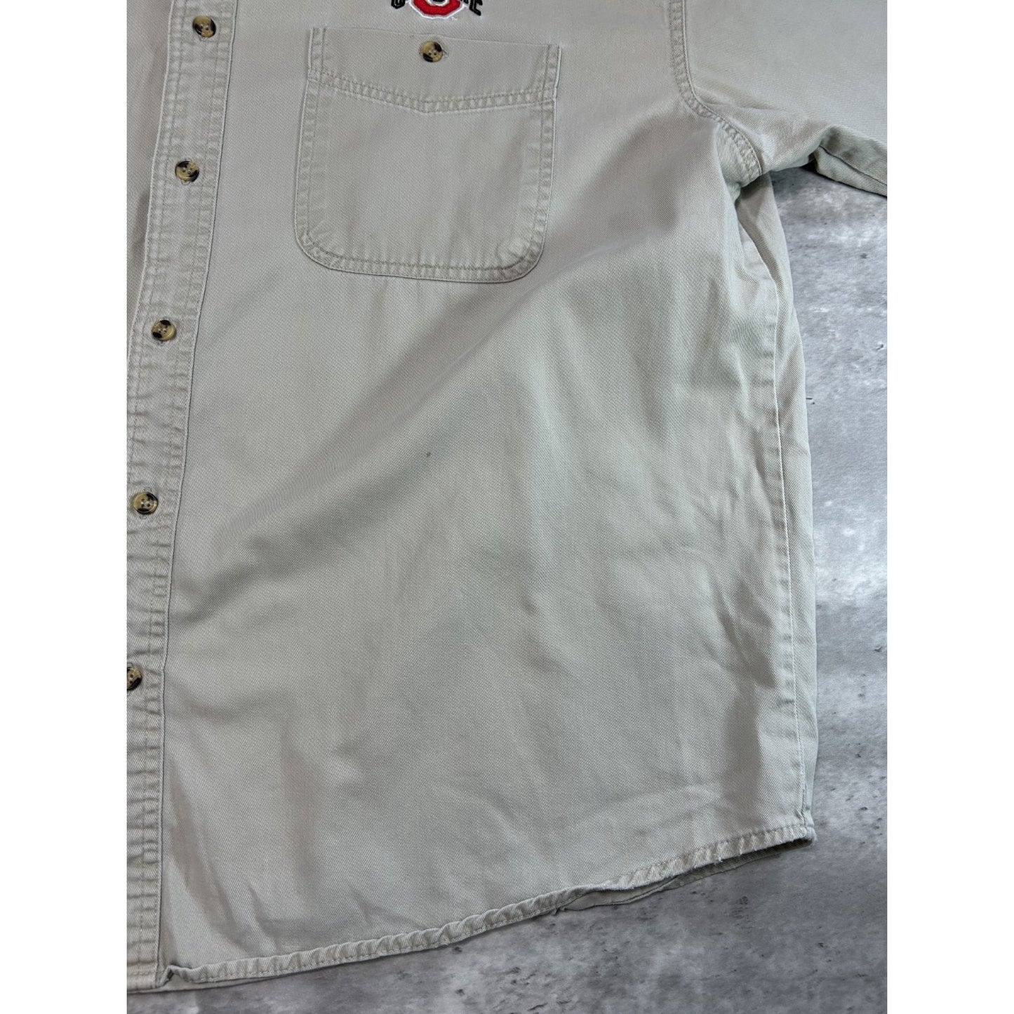 Vintage Ohio State Buckeyes NCAA Embroidered Logo Button Up Shirt Size XL