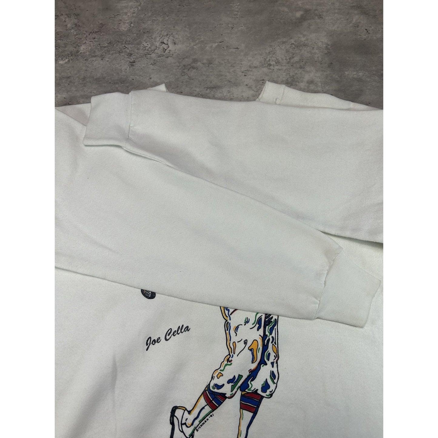 Vintage 1991 Cartoon Golfer Graphic Crewneck Sweatshirt Size Large White