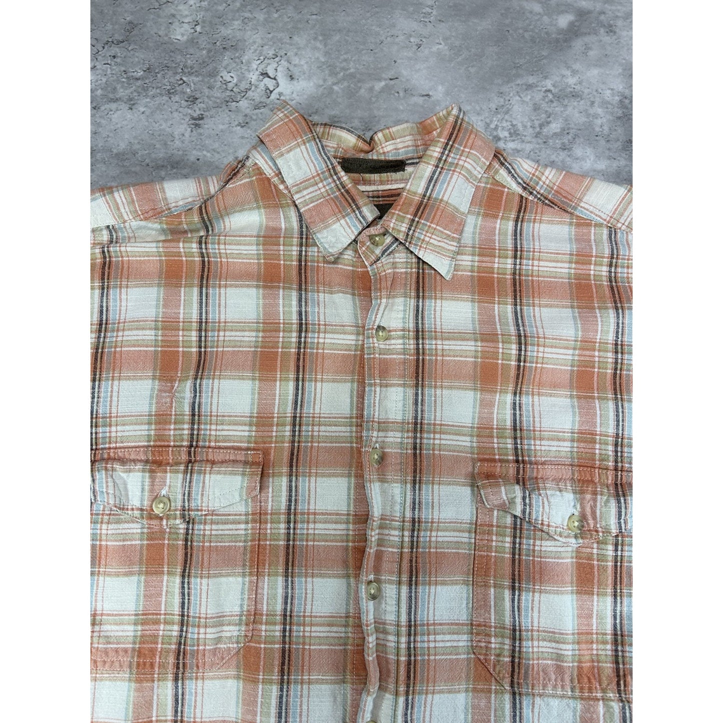 St Johns Bay Plaid Print Short Sleeve Reworked Cropped Button Up Shirt Sz Large