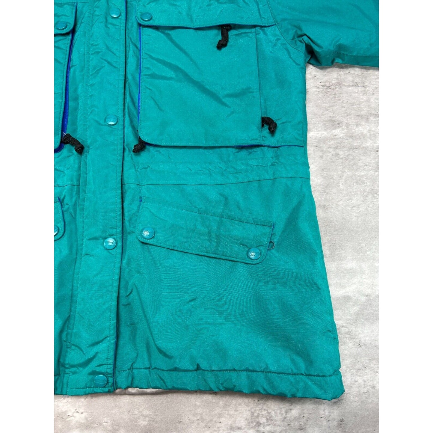 Vintage 90s L.L. Bean Nylon Multi Pocket Hooded Windbreaker Jacket Size Medium