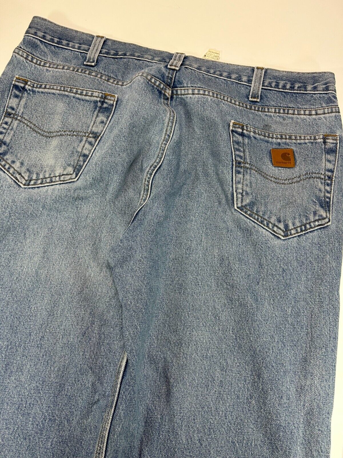 Vintage Carhartt Relaxed Fit Light Wash Denim Workwear Pants Size 39W