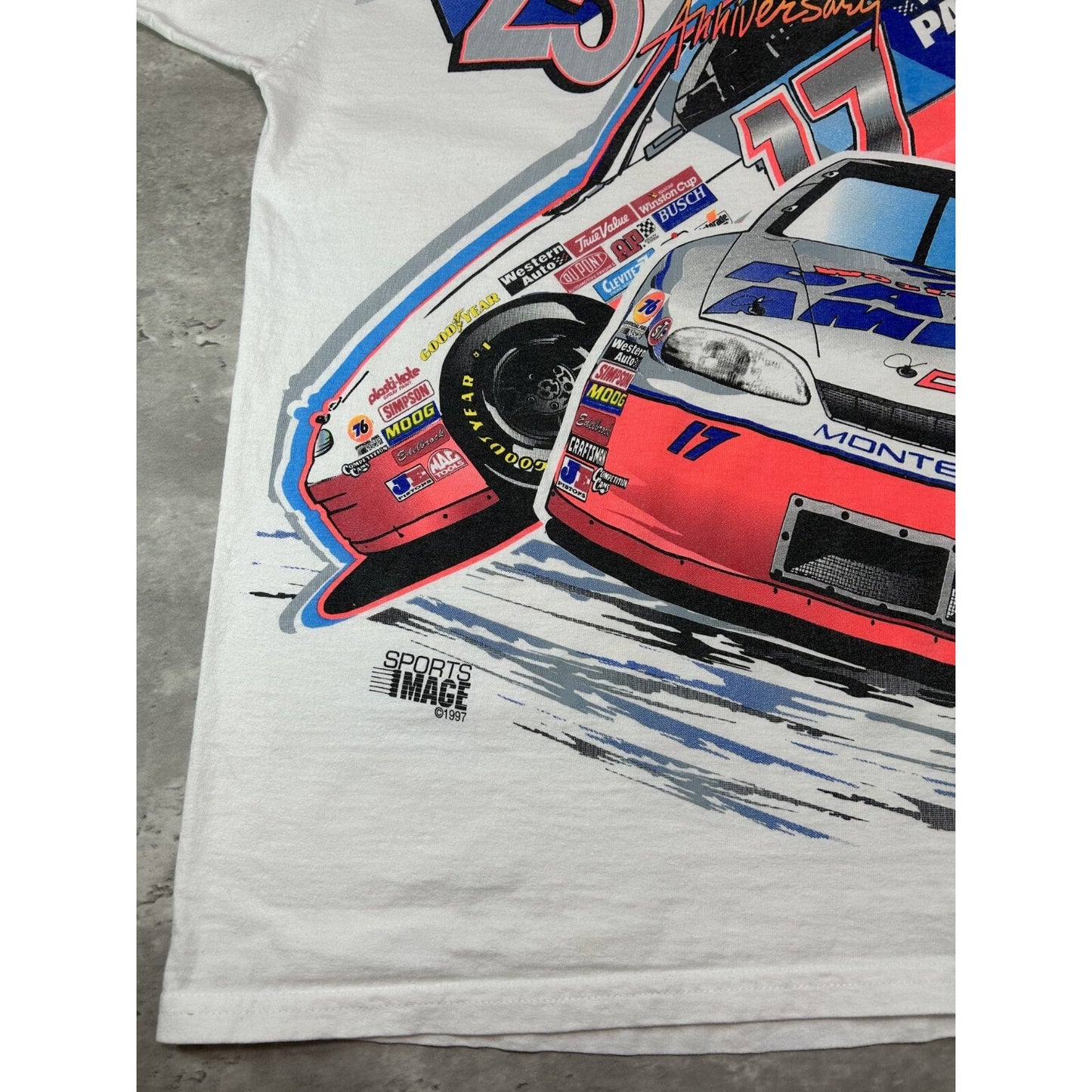 Vintage 1997 Darrel Waltrip #17 25th Anniversary Big Graphic T-Shirt Size Large