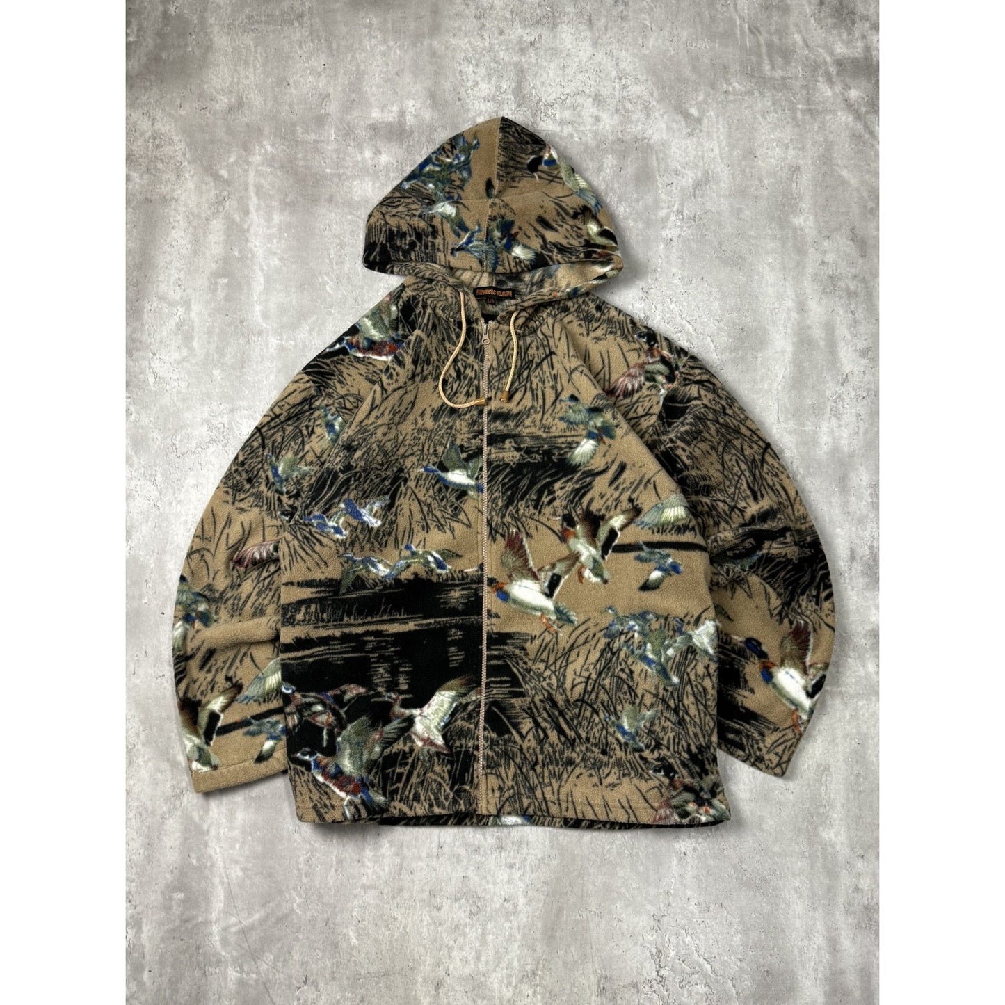 Vintage 90s Authentic Wildlife Duck Nautre Full Zip Fleece Sweatshirt Size Large