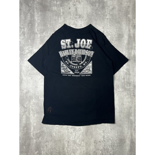 Vintage 2002 Harley Davidson Bald Eagle Graphic T-Shirt Size XL Black