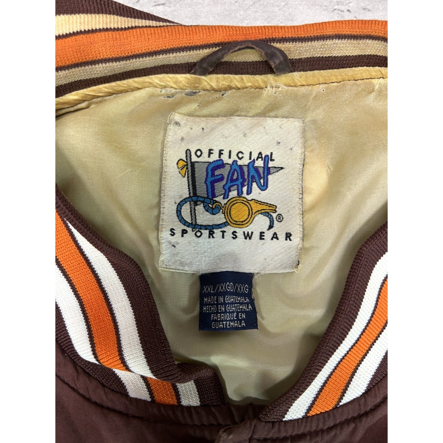 Vintage 90s Cleveland Browns NFL Embroidered Spellout Nylon Bomber Jacket Sz XXL