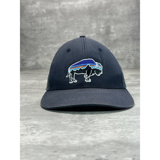Patagonia Embroidered Bison Logo Trucker Snapback Hat OSFA Gray
