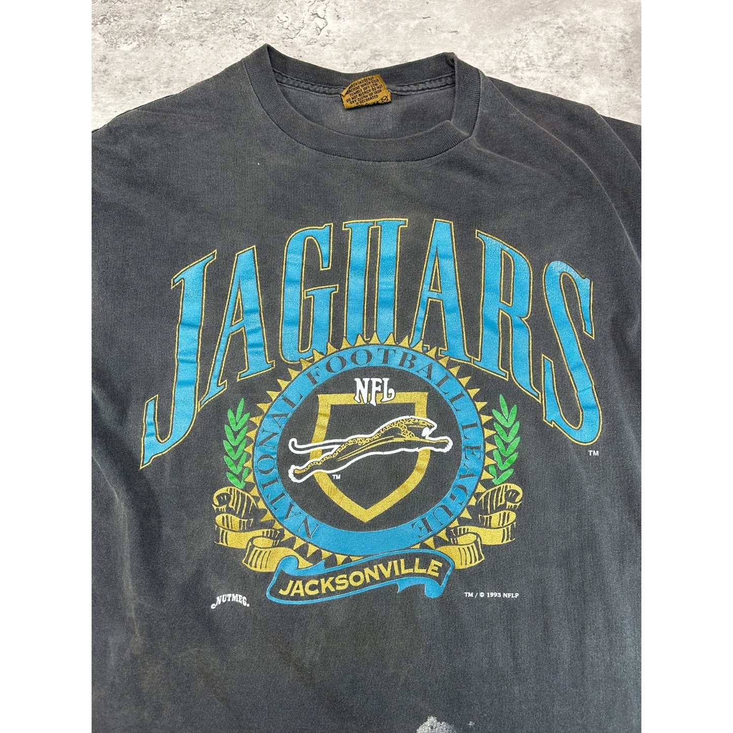 Vintage 1993 Jacksonville Jaguars NFL Banned Logo Spellout T-Shirt Size Medium