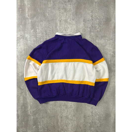 Vintage 80s Los Angeles Lakers NBA SPellout Graphic Collared Sweatshirt Sz Large