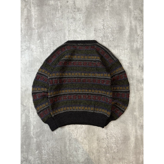 Vintage 90s Boston Traders Striped Print Pullover 100% Wool Knit Sweater Sz Med