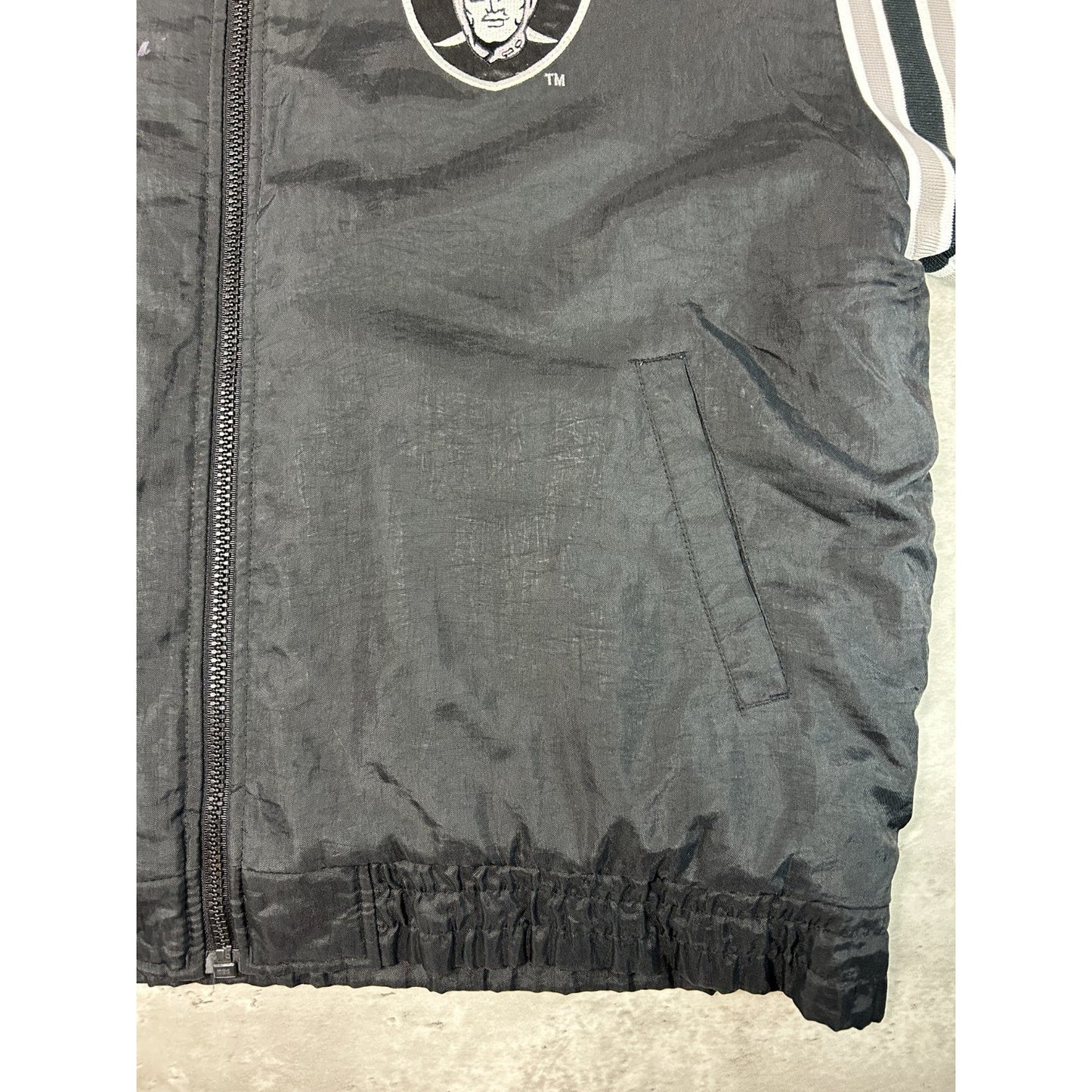 Vintage 90s Oakland Raiders NFL Insulated Hooded Pro Player Jacket Size Large