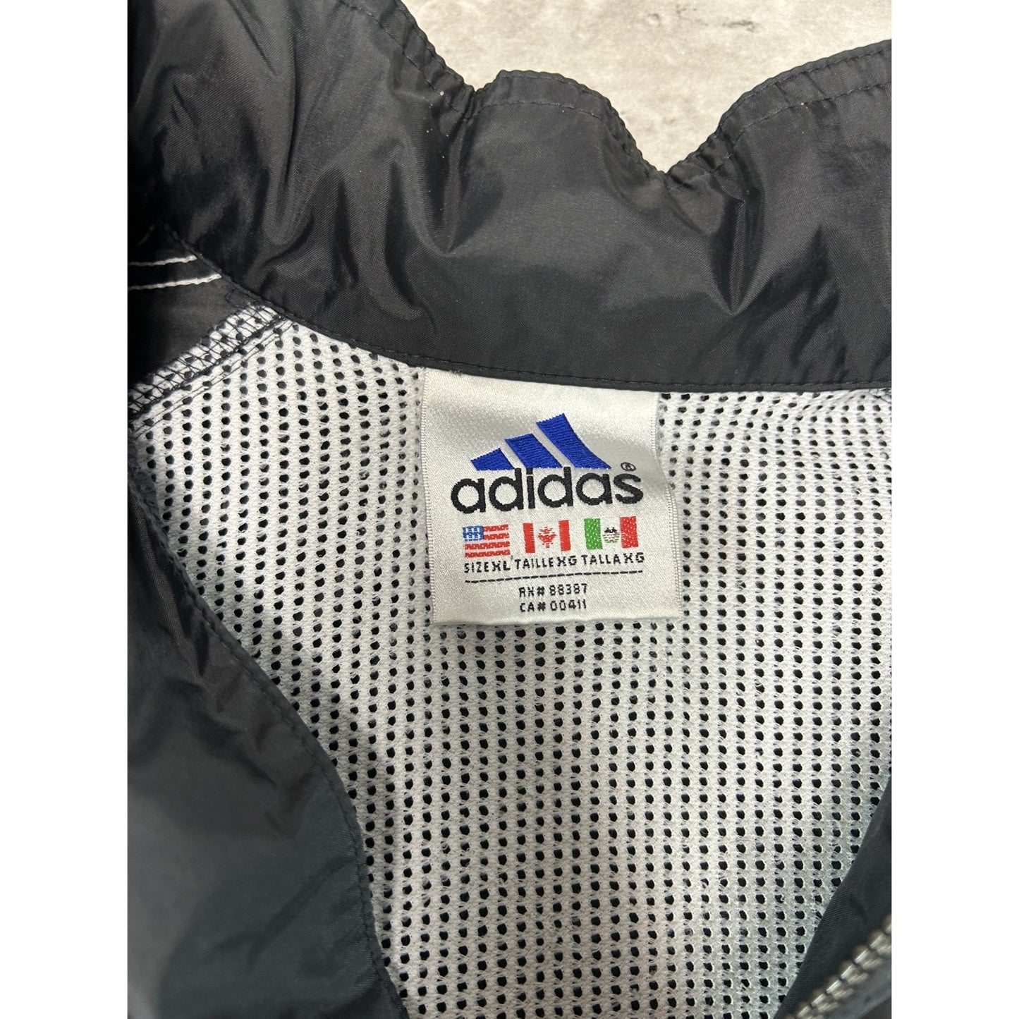 Vintage 90s Adidas Embroidered Logo Nylon Full Zip Windbreaker Jacket Size XL
