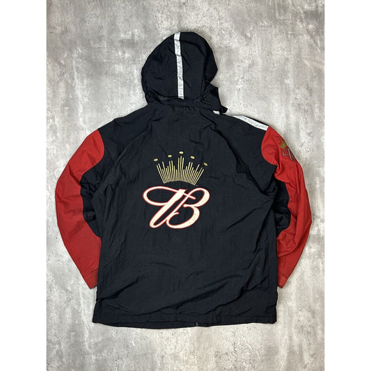 Vintage Budweiser King Of Beers Nascar Hooded Windbreaker Jacket Size XL