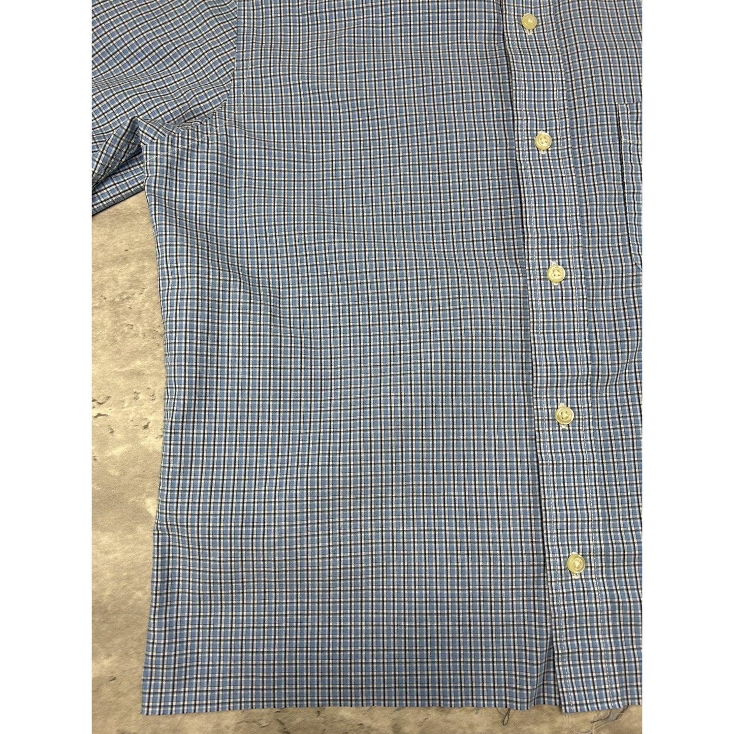 Vintage Arrow Plaid Print Short Sleeve Reworked Cropped Button Up Shirt Sz Large