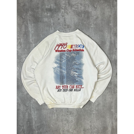 Vintage 1998 Nascar Rolling On Tour Big Graphic Sweatshirt Size XL White