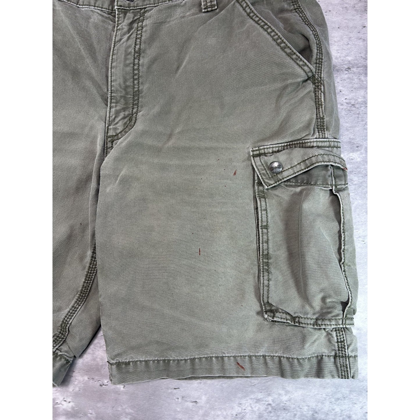 Carhartt Relaxed Fit Canvas Workwear Utility Cargo Shorts Size 39 Green