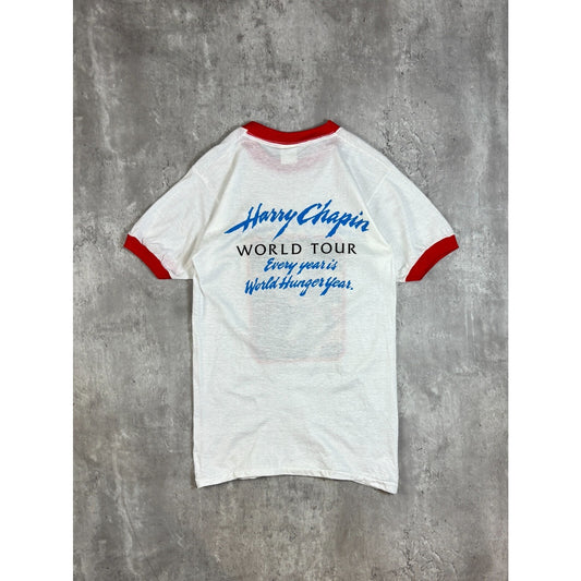 Vintage 1980s Harry Chapin World Tour Folk Music Ringer T-Shirt Size Medium