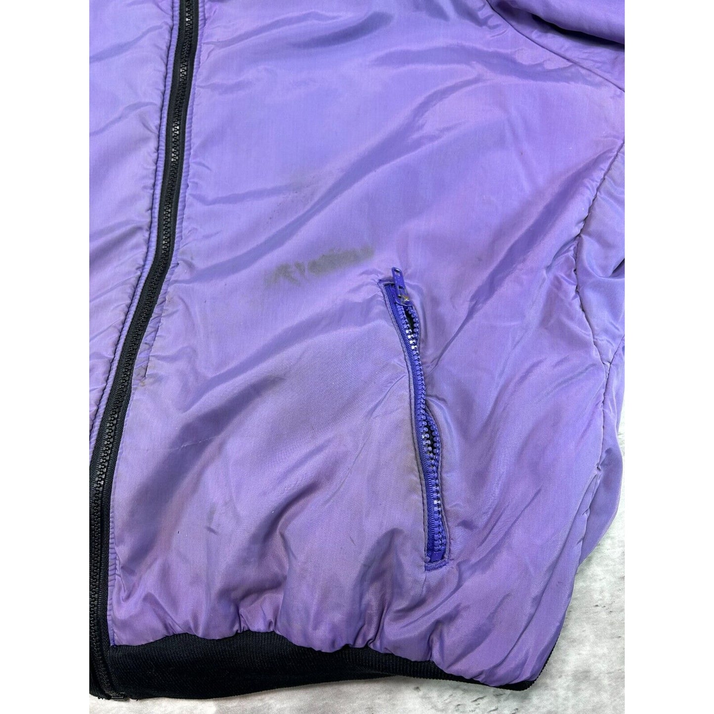 Vintage Columbia Reversible Nylon Full Zip Bomber Jacket Size Large Black