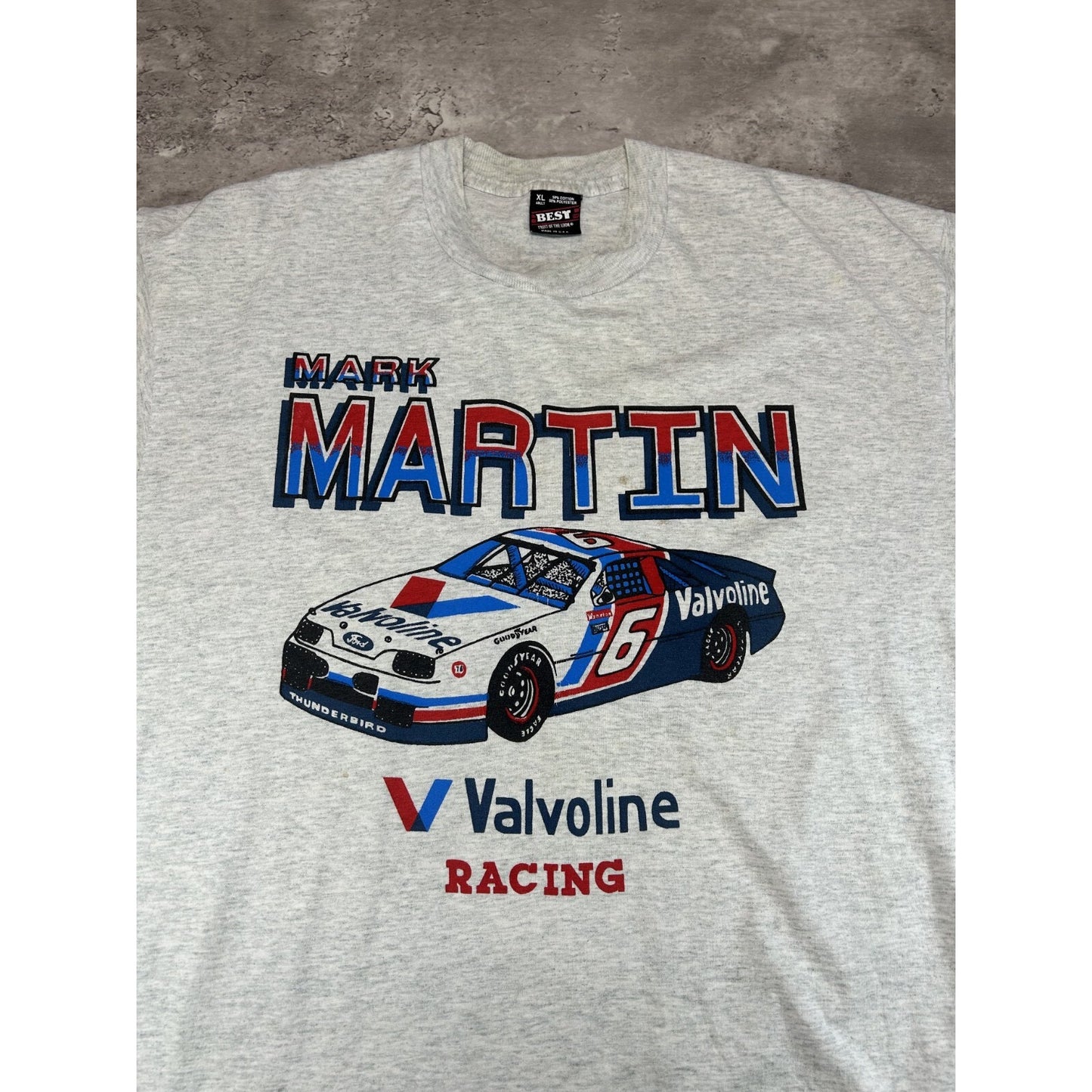 Vintage 90s Mark Martin #6 Valvoline Racing Nascar AOP T-Shirt Size XL