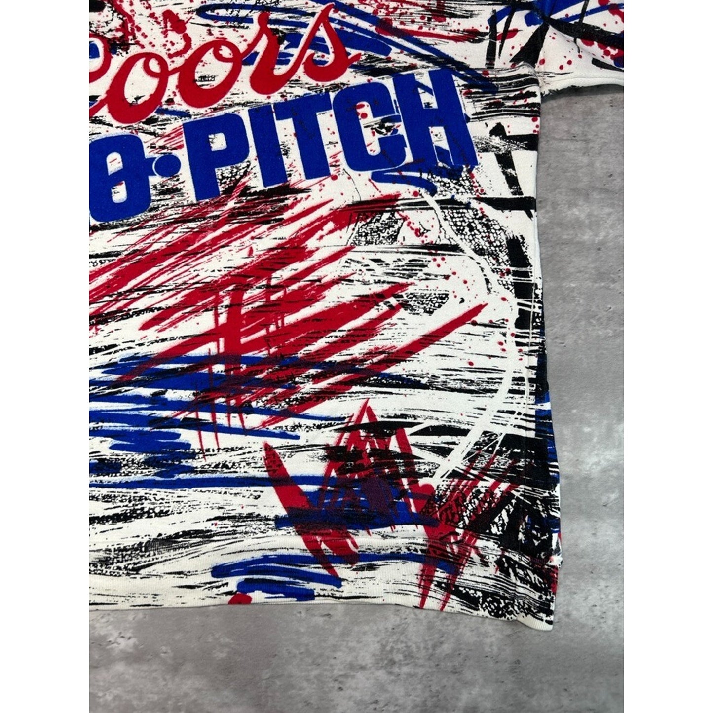 Vintage 90s Coors Slo-Pitch All Over Print Collared Pullover Sweatshirt Size Medium