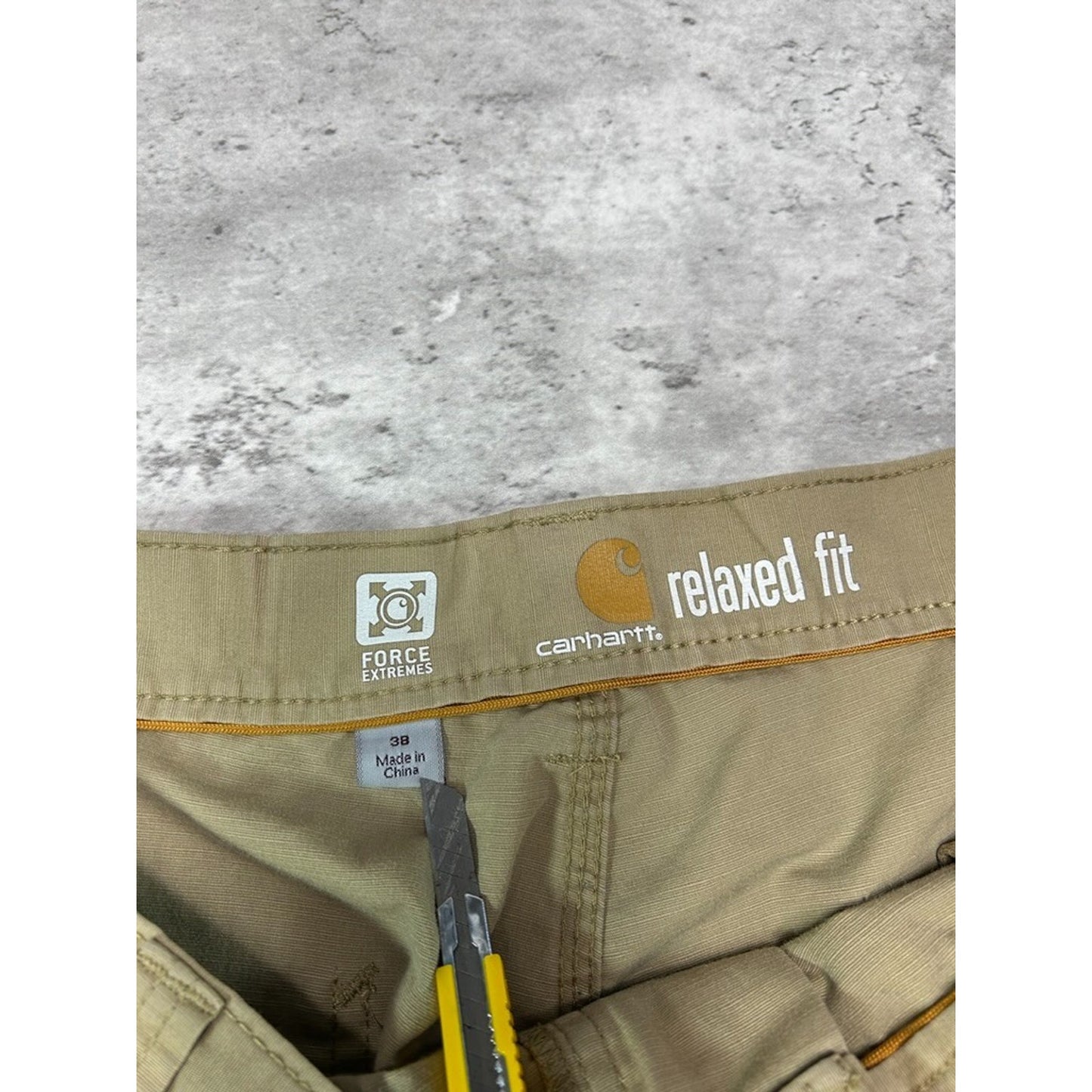 Carhartt Force Extremes Relaxed Fit Canvas Workwear Cargo Shorts Size 38 Beige
