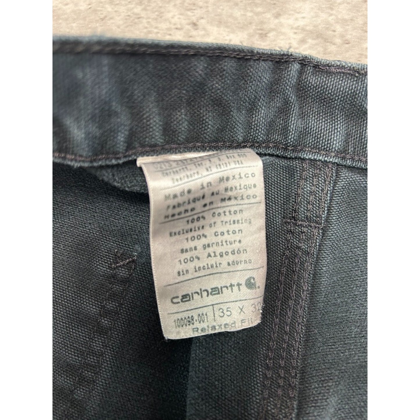 Vintage Carhartt Canvas Workwear Carpenter Double Knee Pants Size 36 Black