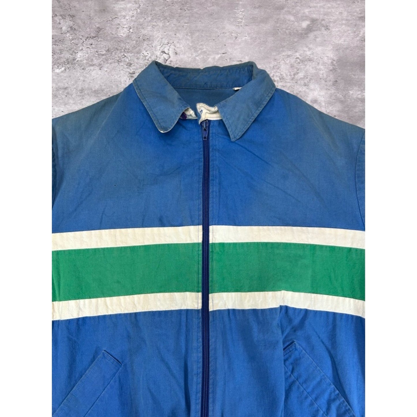 Vintage 80s/90s Full Zip Striped Lightweight Jacket Size Large