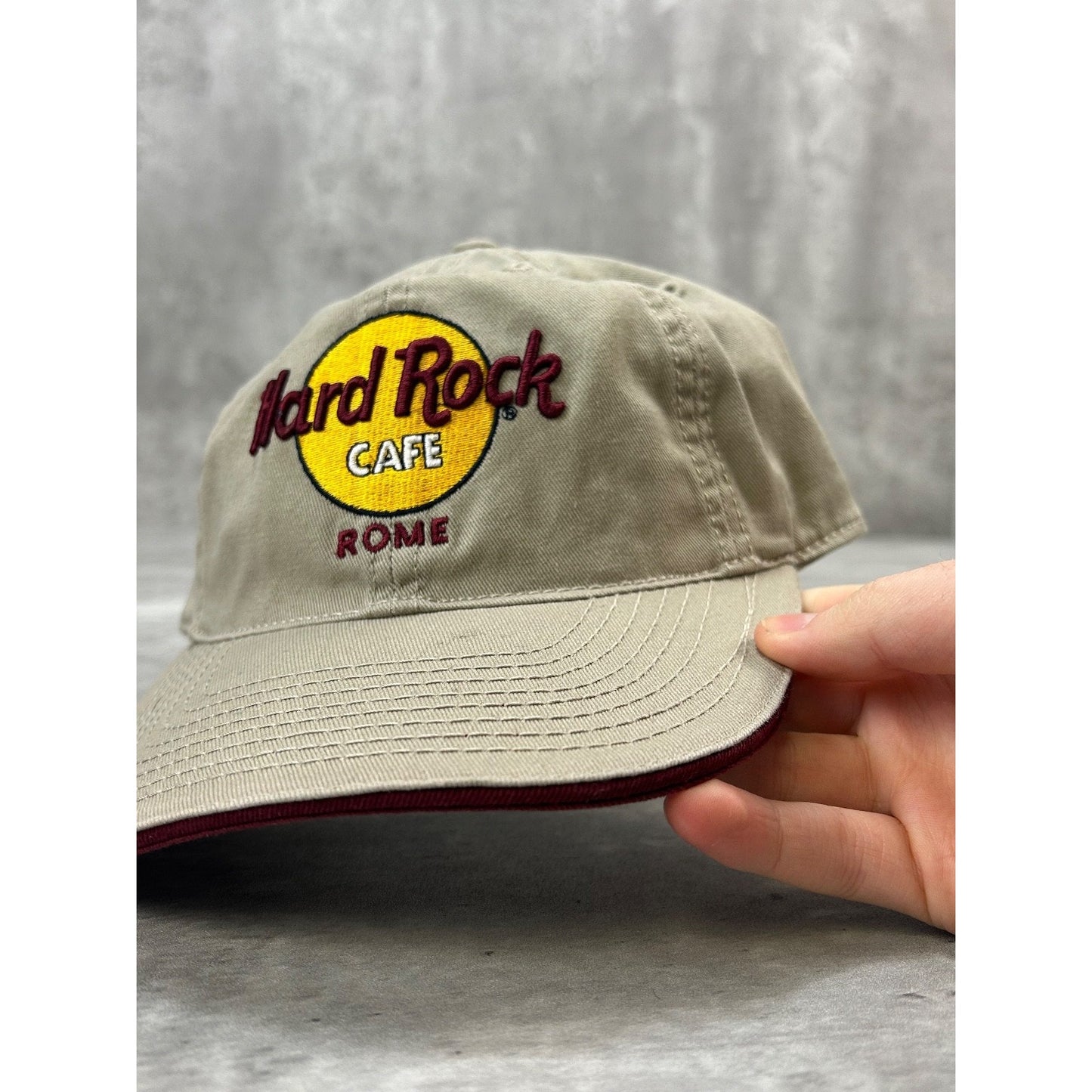 Vintage Hard Rock Cafe Rome Embroidered Logo Destination Strapback Hat OSFA