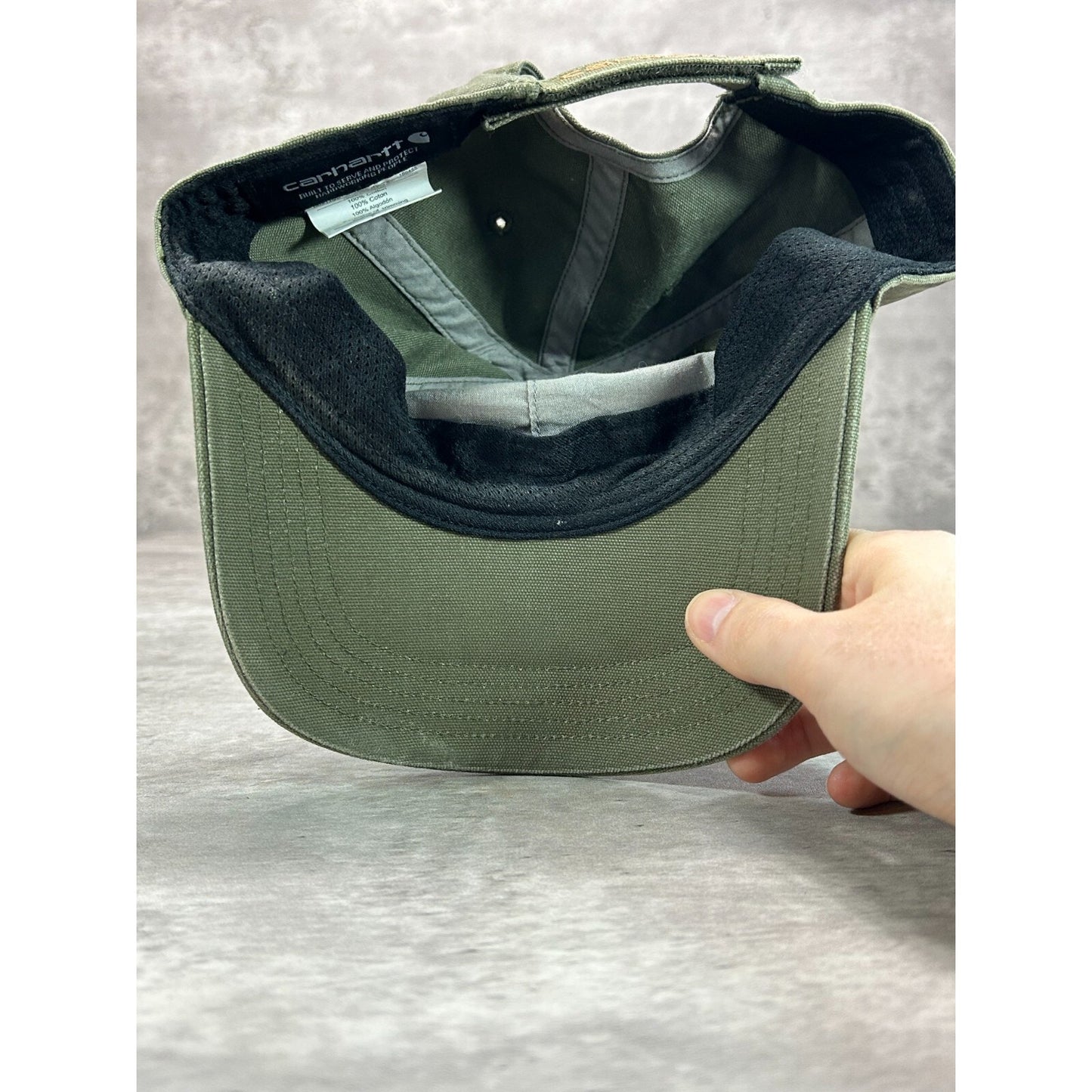 Vintage Carhartt Embroidered Patch Workwear Strapback Hat OSFA Green