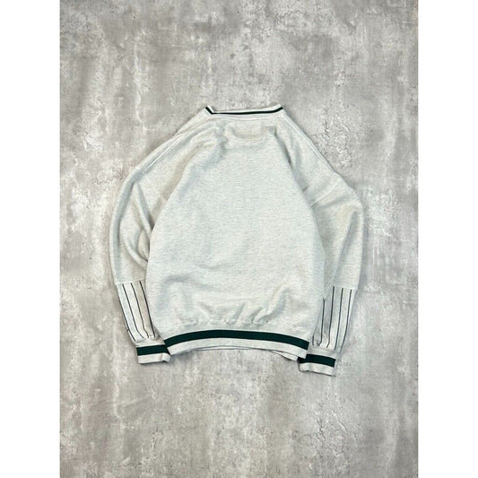 Vintage 90s McClure Embroidered Spell Out Panelled Sweatshirt Size XXL Gray