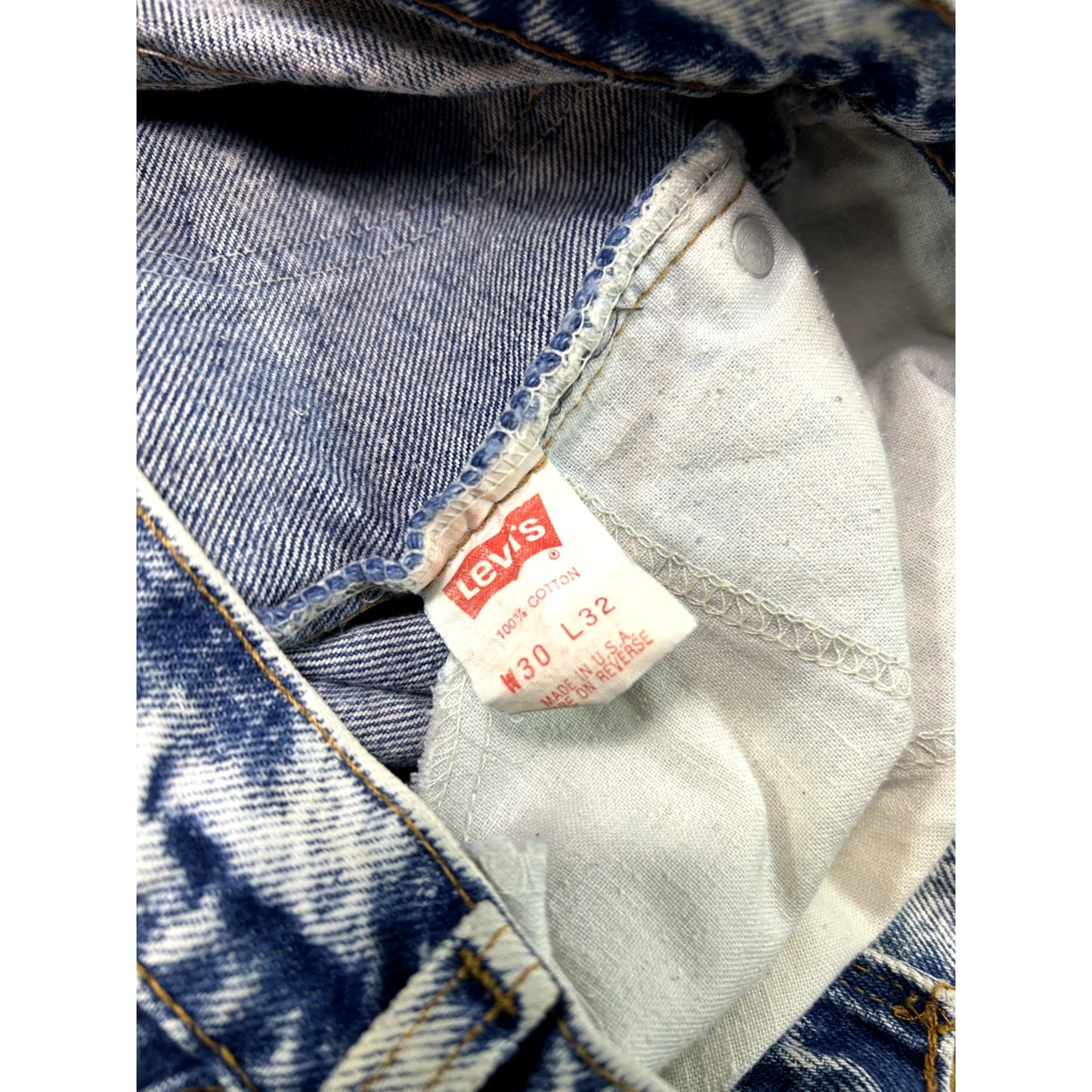 Vintage 80s/90s Levis Orange Tab Acid Wash Slim Fit Denim Pants Size 30W Blue