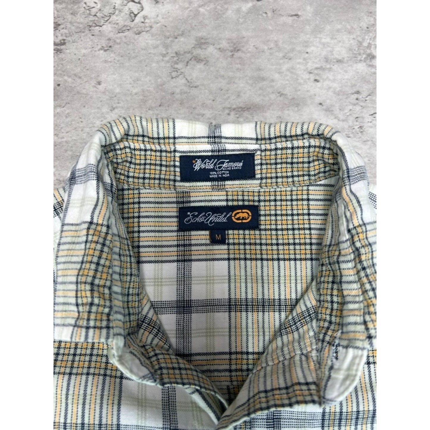Vintage Y2K Ecko Unltd Plaid Single Pocket Short Sleeve Button Up Shirt Medium