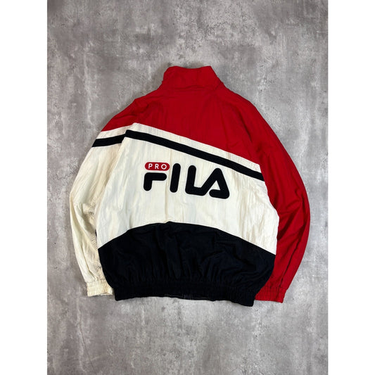Vintage 90s Fila Pro Nylon Full Zip Windbreaker Jacket Size XXL