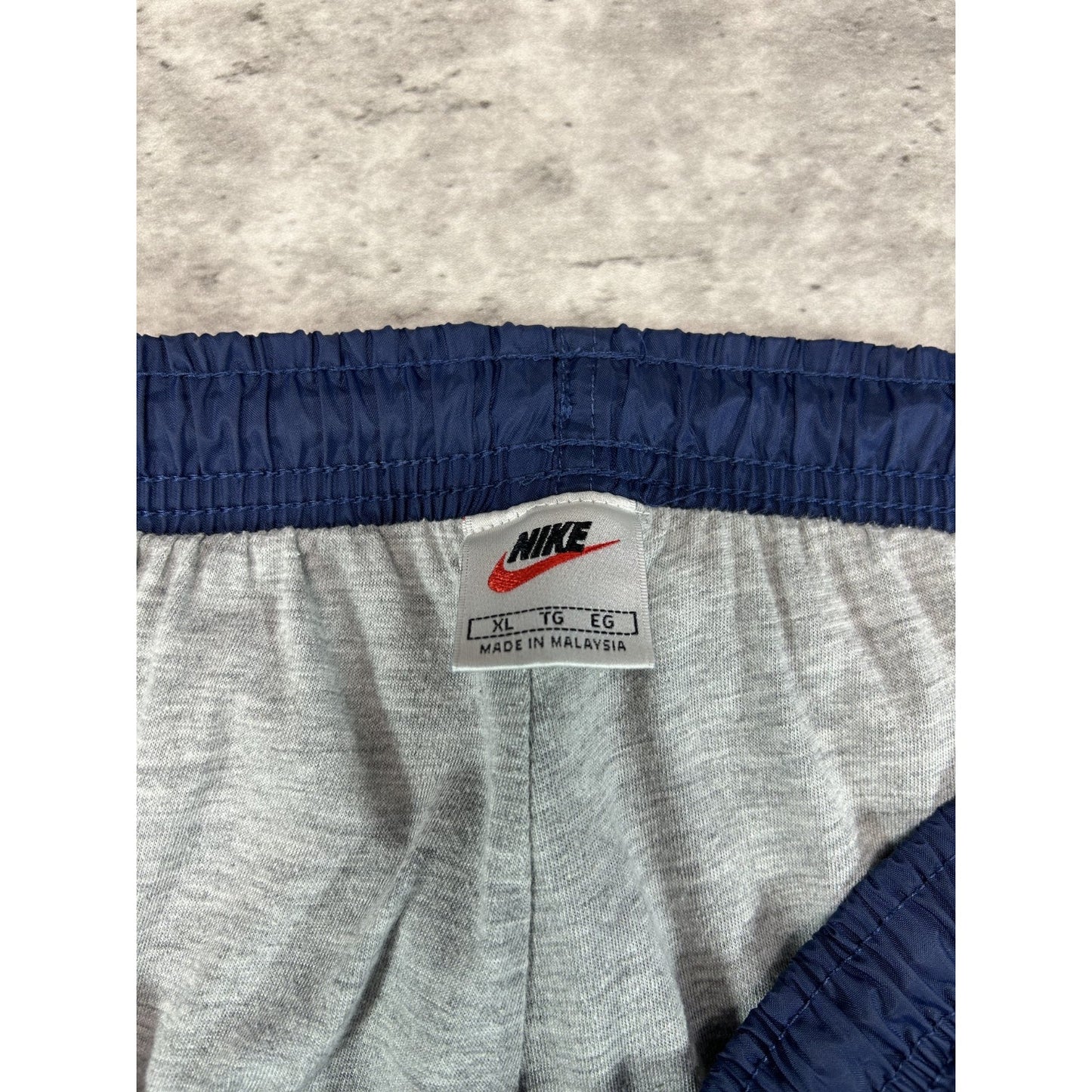 Vintage 90s Nike Embroidered Swoosh Nylon Track Pants Size XL Navy Blue