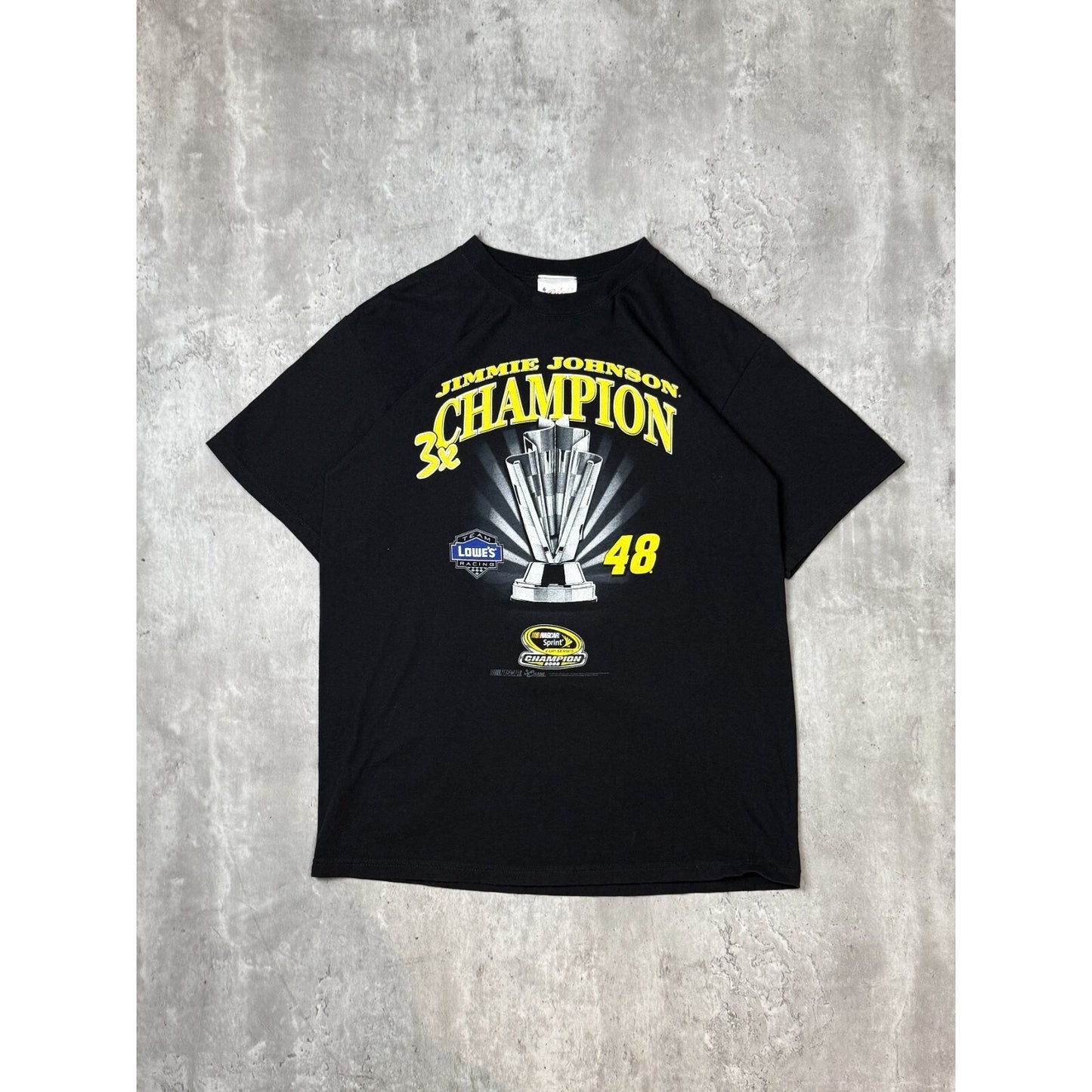 Jimmie Johnson #48 Nascar Three Time Sprint Cup Champion T-Shirt Size Large