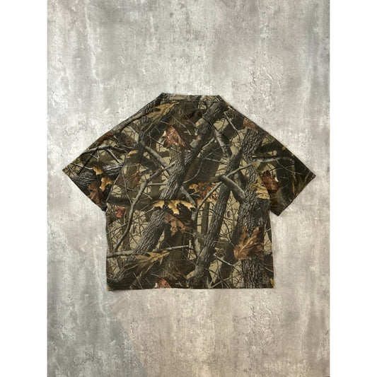 Vintage Realtree Hardwoods Tree Camo Hunting Pocket T-Shirt Size XL