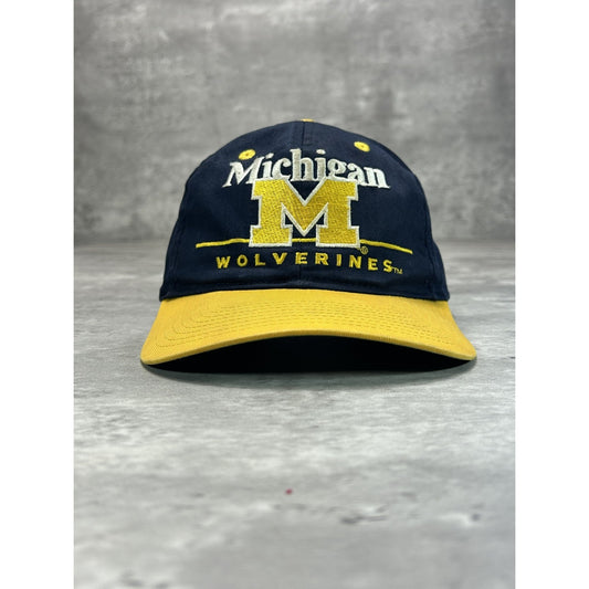 Vintage 90s Michigan Wolverines NCAA Embroidered Spellout Snapback Hat OSFA