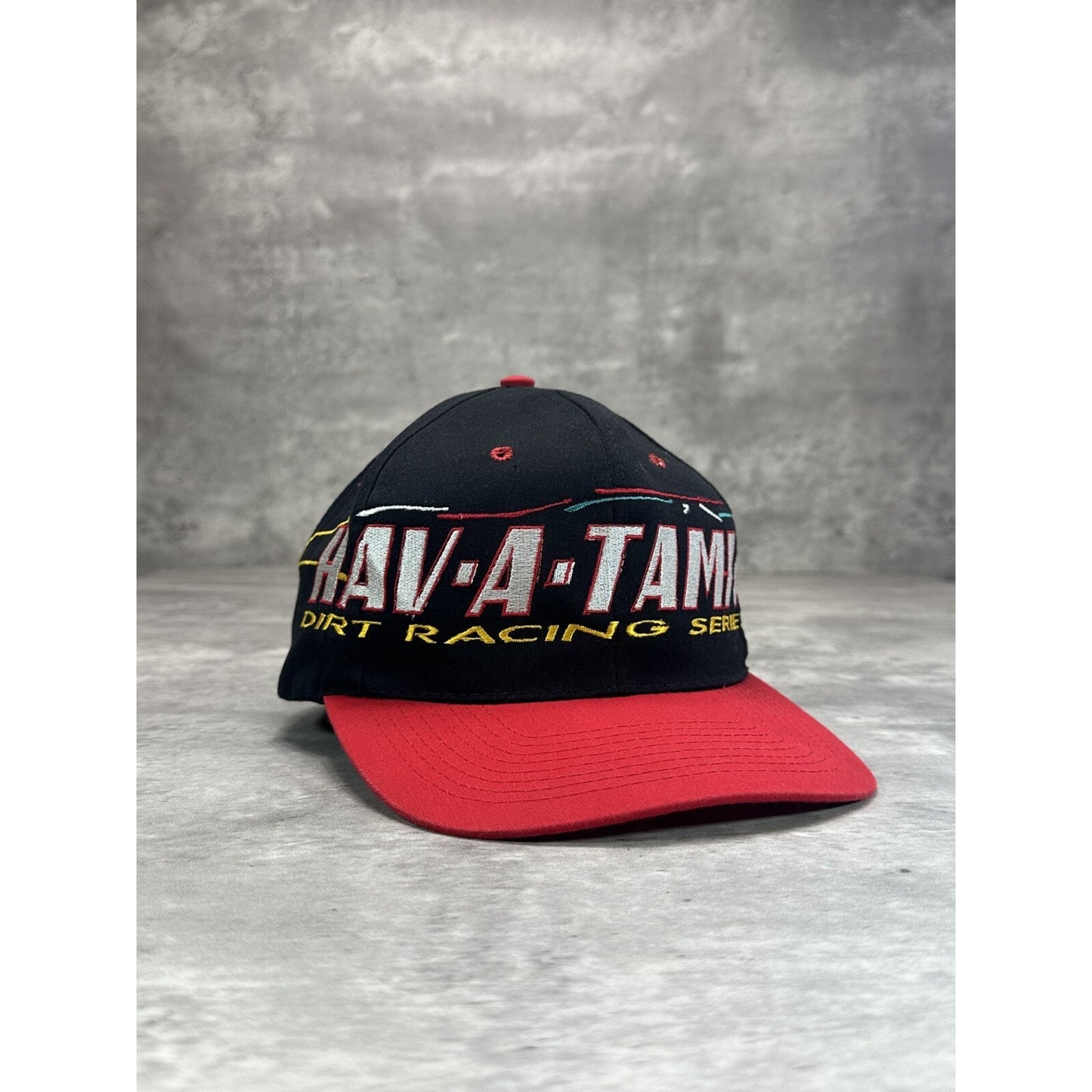 Vintage 90s Hav-A-Tampa Dirt Racing Series Embroidered Snapback Hat OSFA