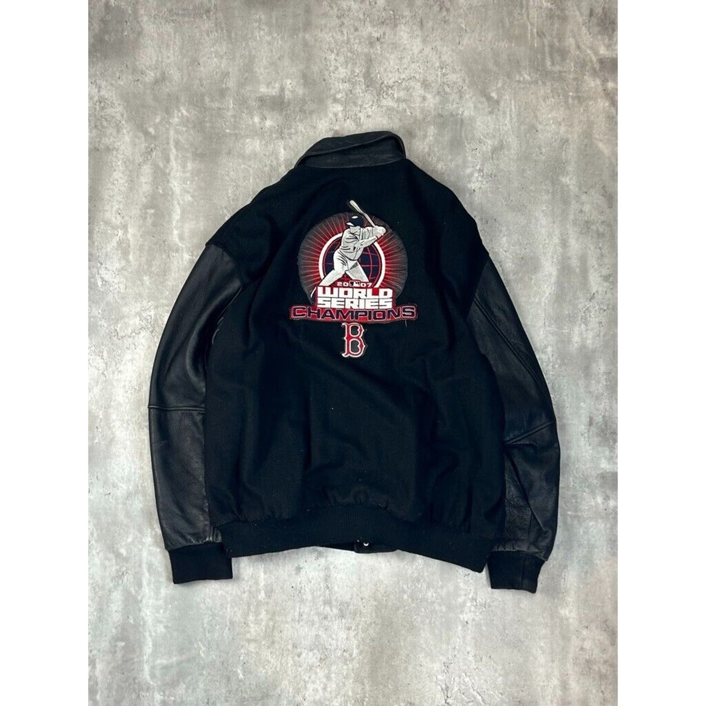 Boston Red Sox MLB World Series Varsity Style Bomber Jacket Size XXL Black
