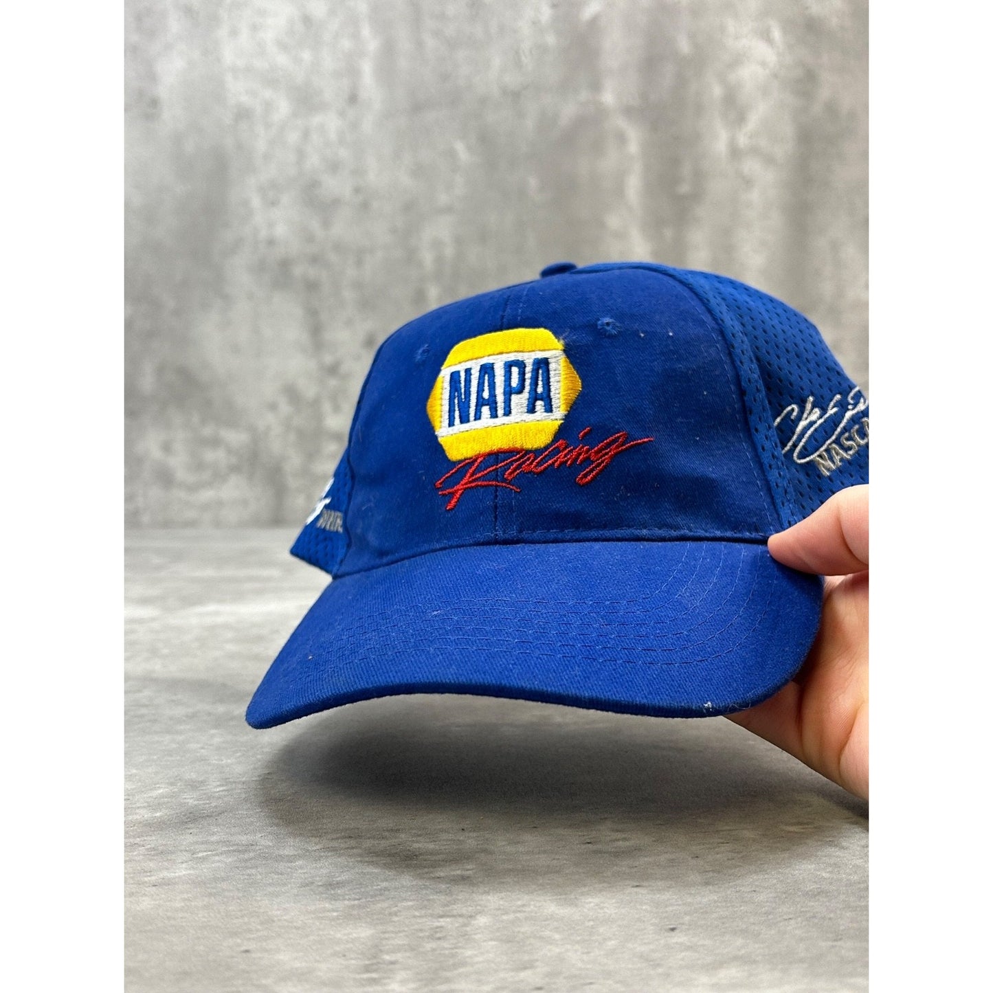 Vintage Napa Racing Embroidered Spellout Nascar Strapback Hat OSFA Blue