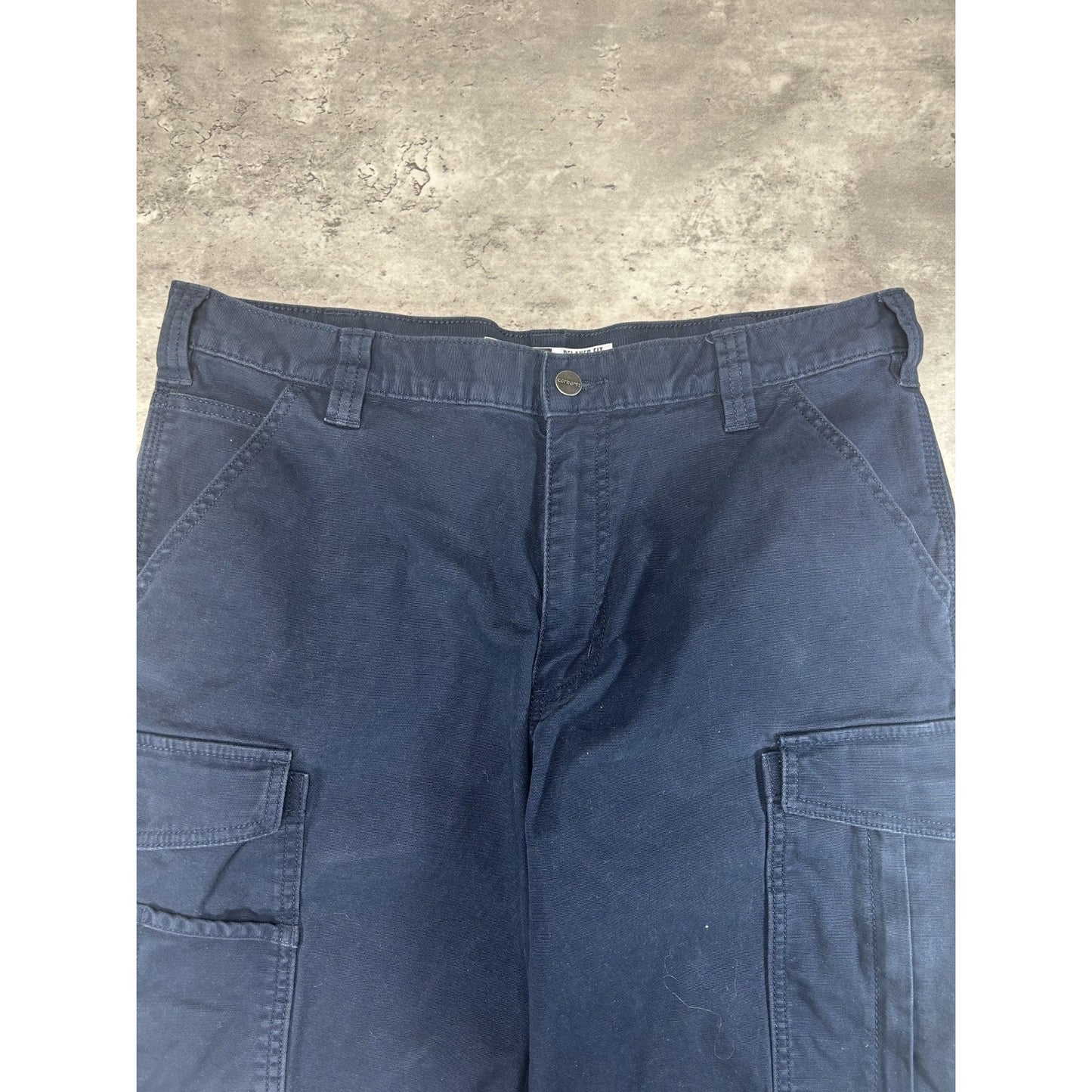Carhartt Canvas Workwear Multi Pocket Cargo Shorts Size 36 Blue