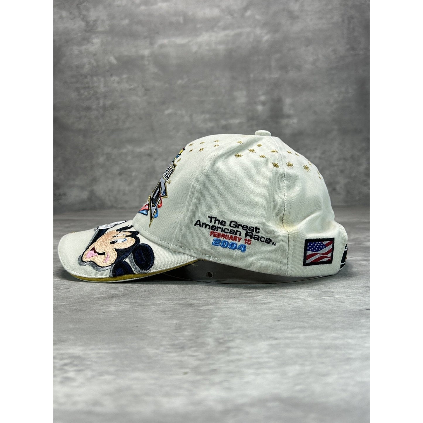 Vintage 2004 Daytona 500 Nascar Disney Embroidered Spellout Strapback Hat OSFA