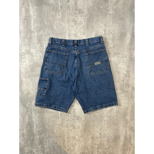Vintage Wrangler Jean Co Dark Wash Workwear Carpenter Denim Shorts Size 34