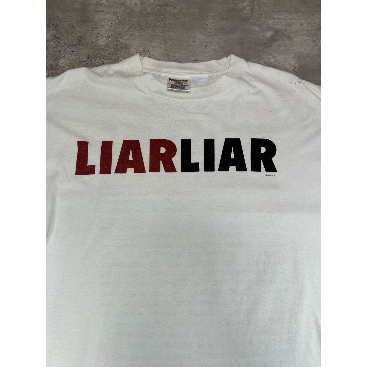Vintage 1996 Liar Liar Jim Carrey Movie Promo Spellout Graphic T-Shirt Sz XL