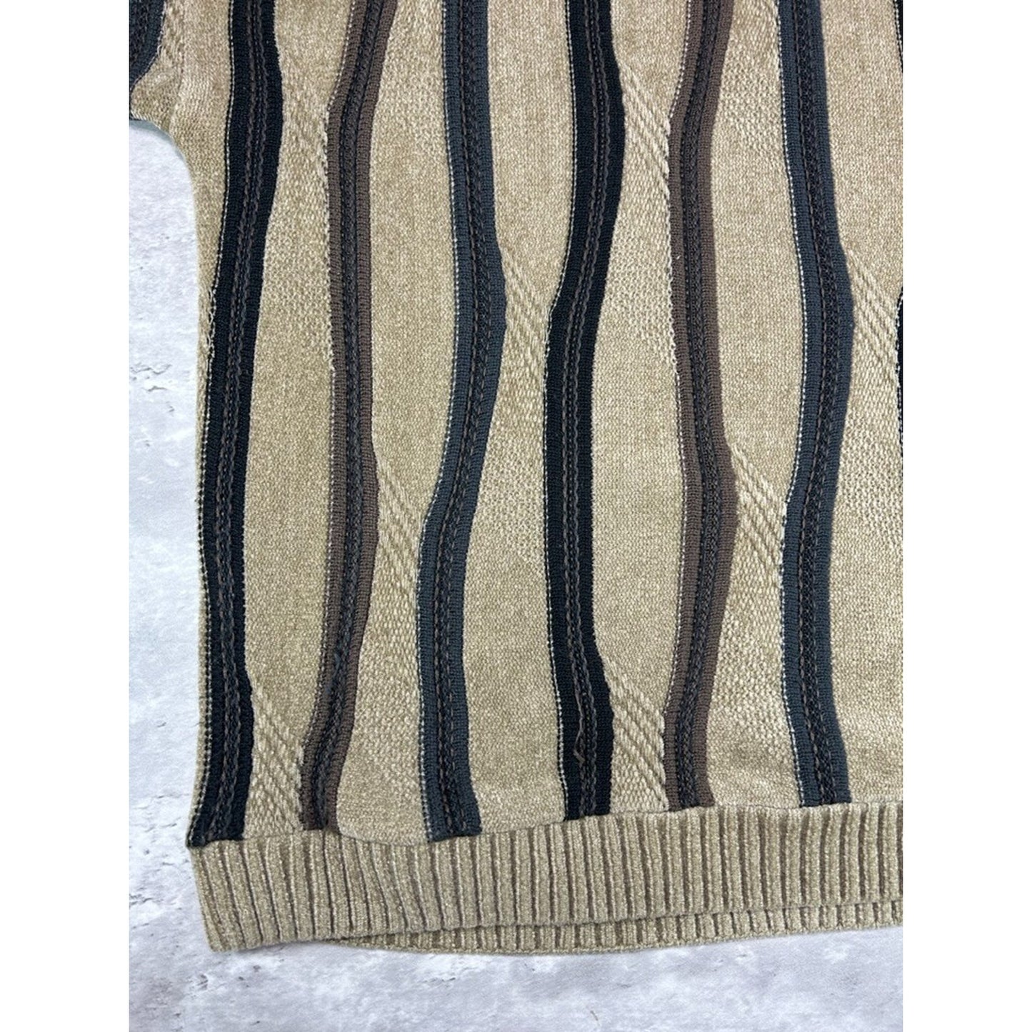 Vintage Protege Abstract Striped Earth Tones Pullover Ribbed Sweater Size Large