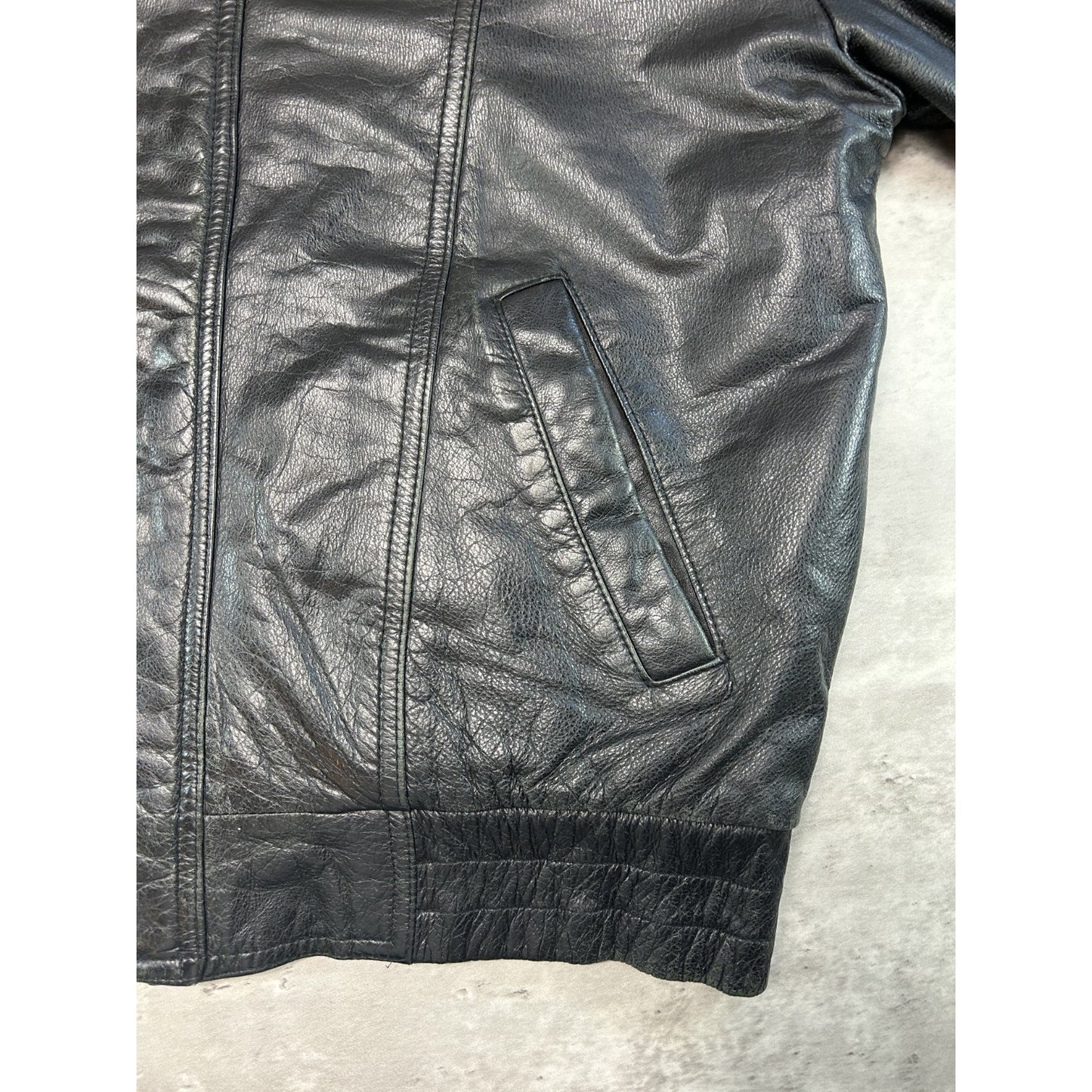 Vintage 90s Danier Full Zip Leather Bomber Jacket Size Small Black