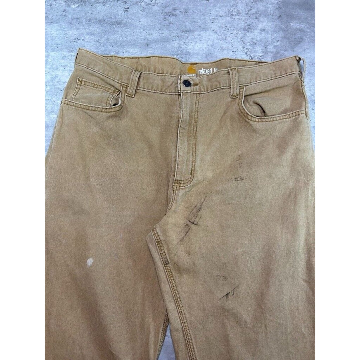 Carhartt Relaxed Canvas Work Wear Five Pocket Pants Size 36 Beige