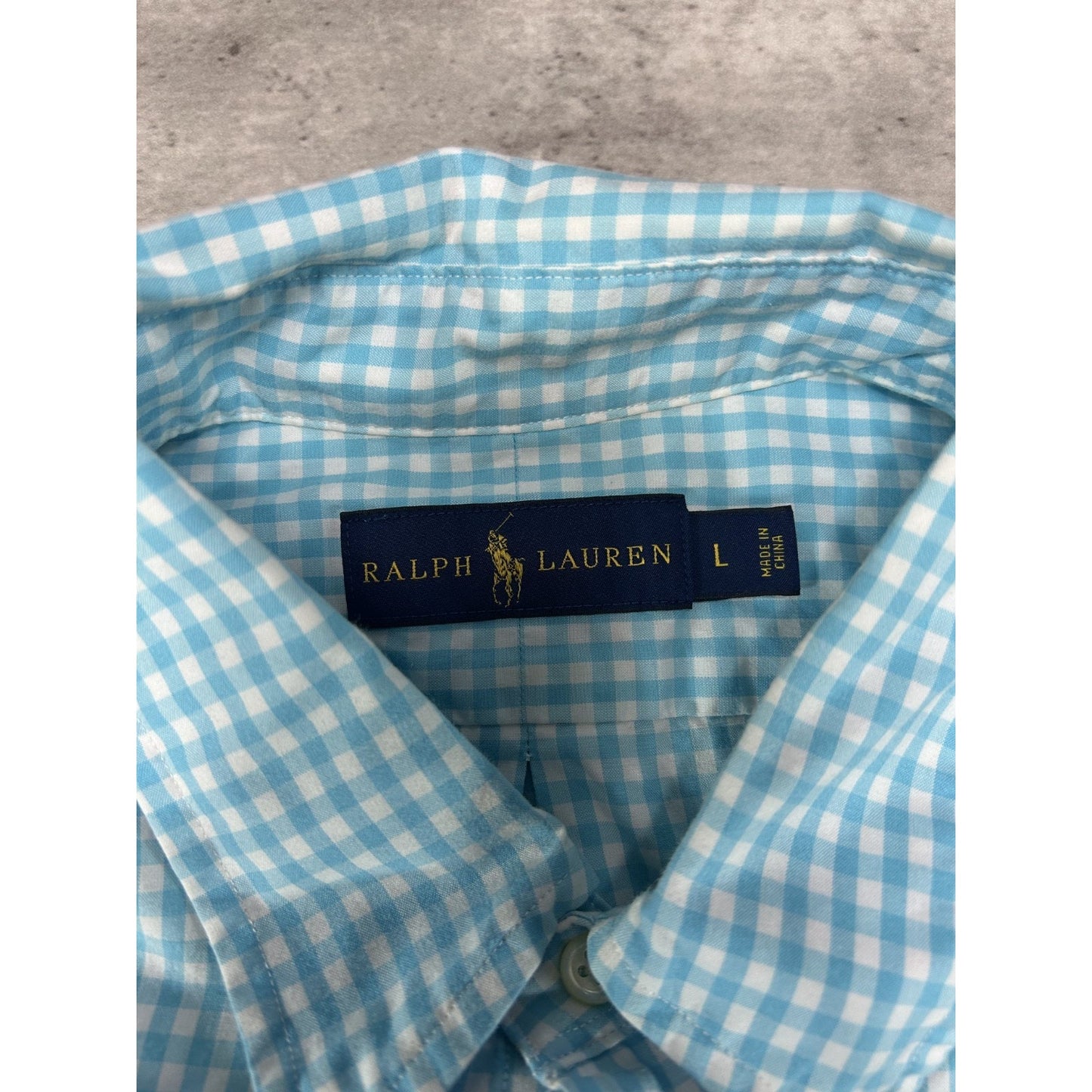 Polo Ralph Lauren Plaid Print Long Sleeve Button Up Shirt Size Large Blue/White